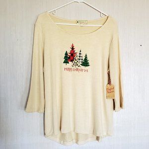 Wishing You Very Magical Season Cream Christmas Tree Sweater - L -NWT